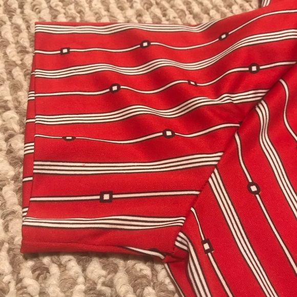 VTG 70s Mardi Modes red black white retro bowling shirt graphic geometric print - Picture 5 of 8